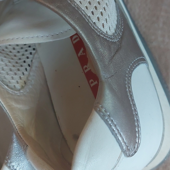 PRADA white mesh with silver leather oxfords, EU 37.5 (7.5-8) RARE - Picture 3 of 11